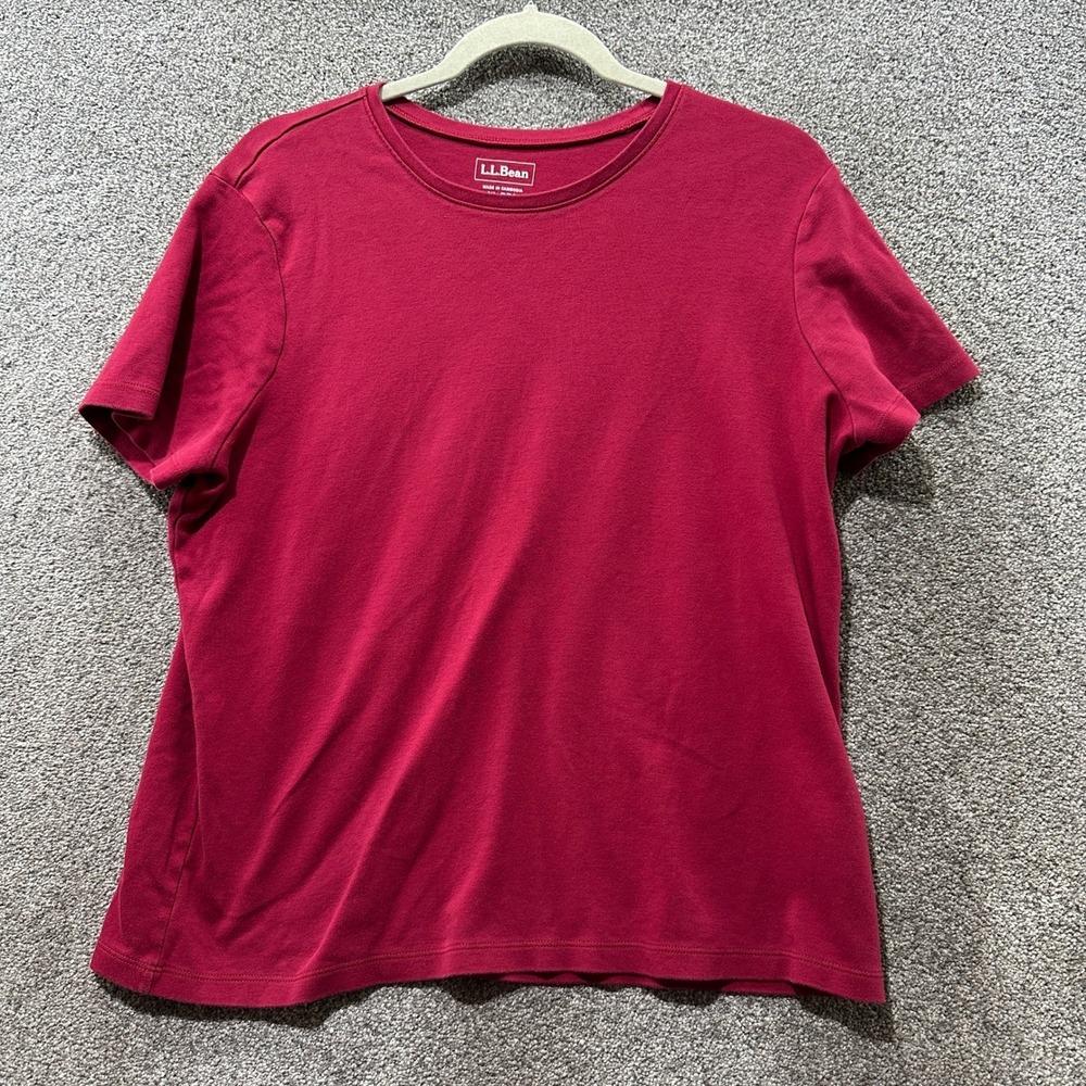 LL Bean T-shirt Top Women XL Red Crewneck Cotton Capsule Minimalist Everyday